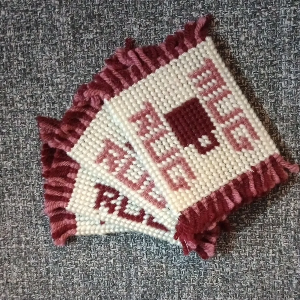 Hand Crafted Pink and Cream Mug Rugs